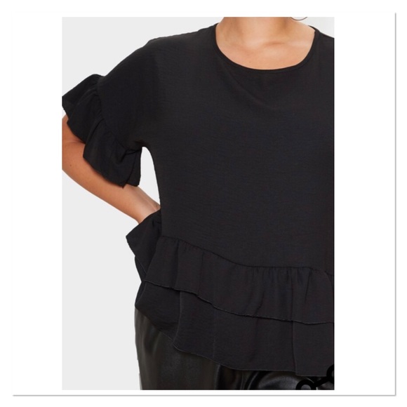 PLT Plus Black Frill Detail Blouse - Picture 4 of 5